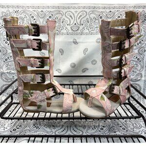 Joyfolie Jayla in Rose Floral Tall Gladiator Style Sandals Childs Size 6 EUC
